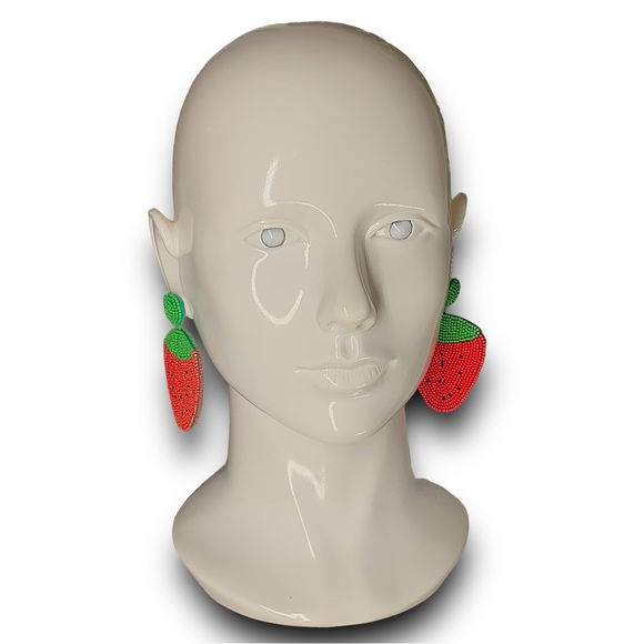 KENNETH JAY LANE BEADED STRAWBERRY EARRINGS